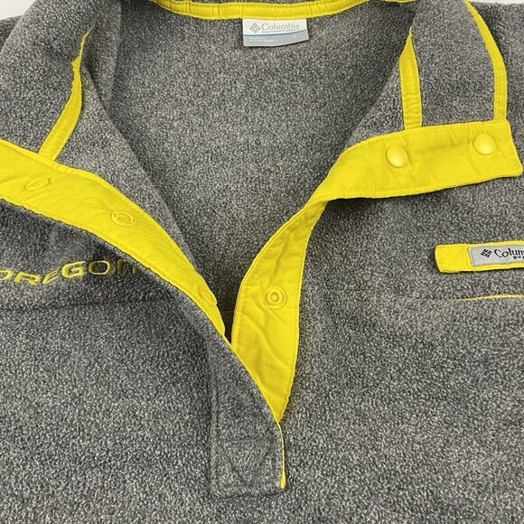 Oregon Ducks Columbia PFG 1/4 Snap Pullover Sweater Men‘s L Gray Fleece - Picture 10 of 10